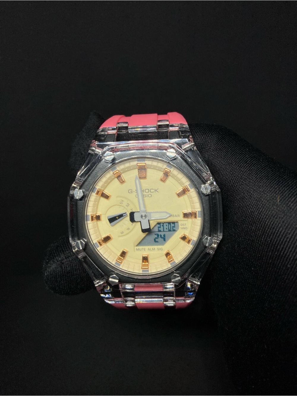 Custom G Shock Pink and Yellow Ga 2100 Model